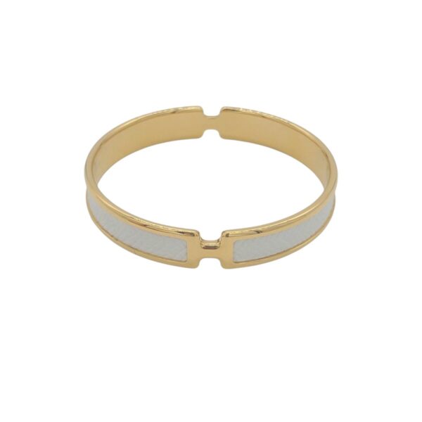 BRACELET HERMES CLIC H WHITE & GOLD STAINLESS