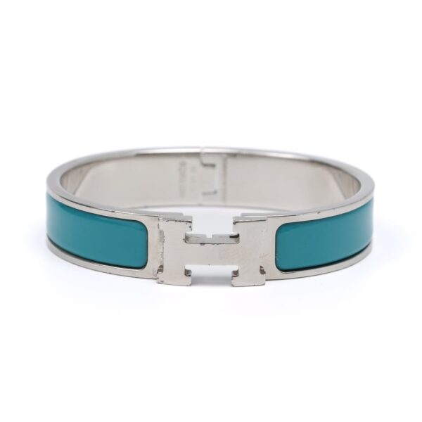 BRACELET HERMES CLIC H LIGHT BLUE & SILVER